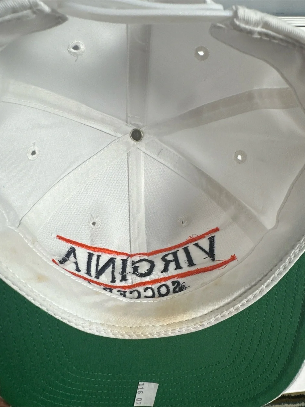 Vintage Virginia Soccer White Snapback Hat with Orange Accent